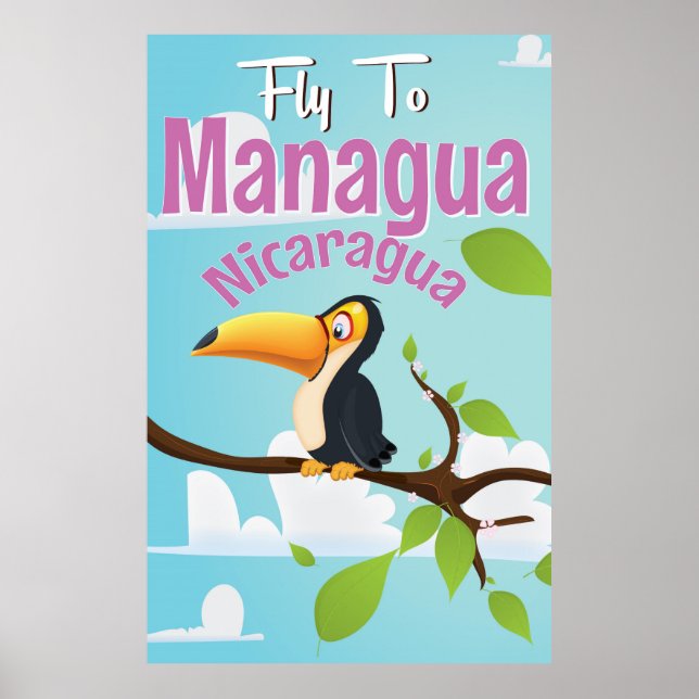 Poster Manágua, Nicarágua viagens vintage (Frente)