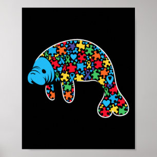 Poster Manatee Quebra-cabeça Autismo Sensibilização Utili