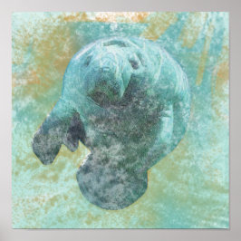 Poster Manatee Sea Cow Art Print
