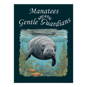 Pôster Manatees Gentle Aquatic Guardians