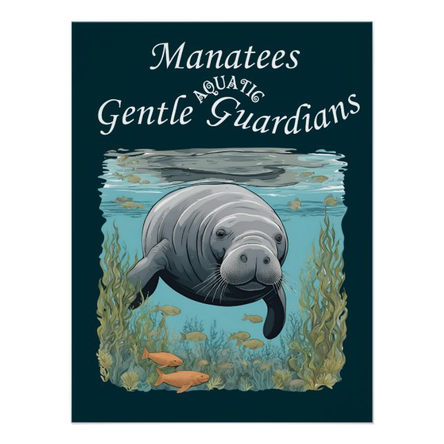 Pôster Manatees Gentle Aquatic Guardians (Frente)