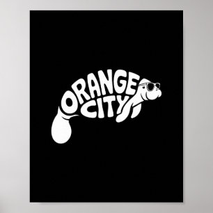 Poster Manatí da Cidade Laranja Orlando Flórida Férias Fo