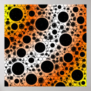 Poster Manchas de Bolha Espacial - Amarelo/Laranja/Branco