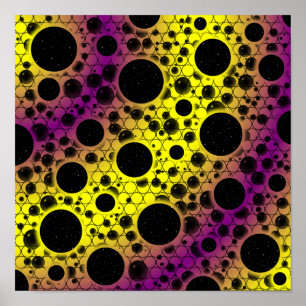Poster Manchas de Bolha Espacial - Amarelo/Roxo
