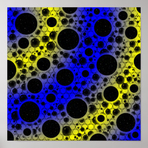 Poster Manchas de Bolha Espacial - Azul/Amarelo