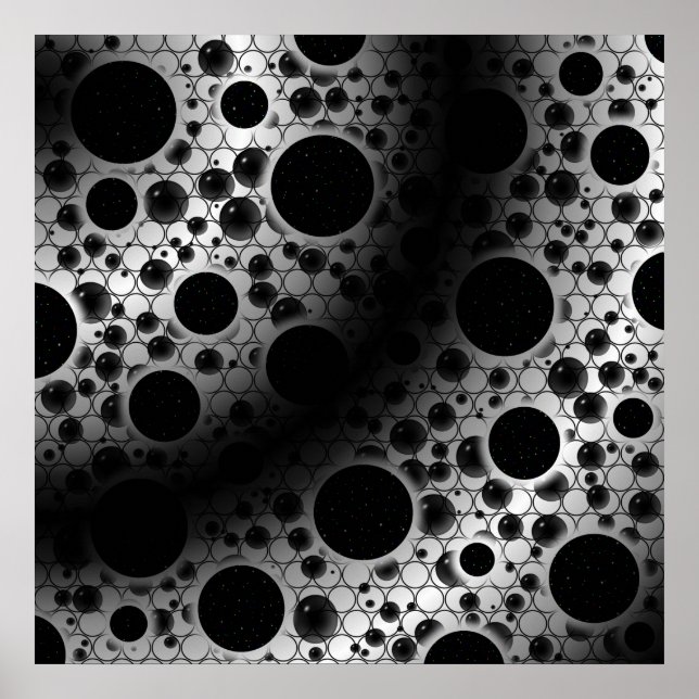 Poster Manchas de Bolha Espacial - Branco/Preto (Frente)