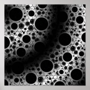 Poster Manchas de Bolha Espacial - Branco/Preto