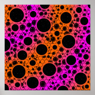 Poster Manchas de Bolha Espacial - Laranja/Rosa