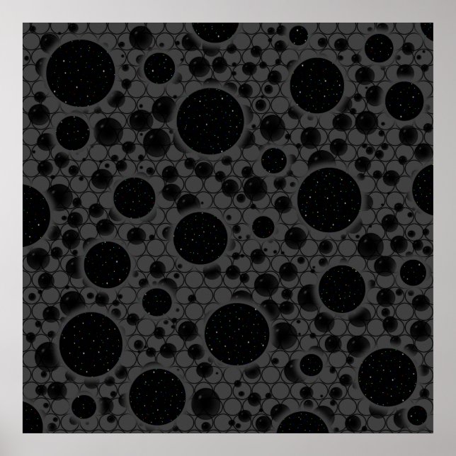 Poster Manchas de Bolha Espacial - Preto (Frente)