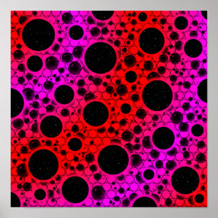Poster Manchas de Bolha Espacial - Vermelho/Rosa
