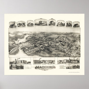 Pôster Manchaug, Mapa Panorâmico do MÃE - 1891