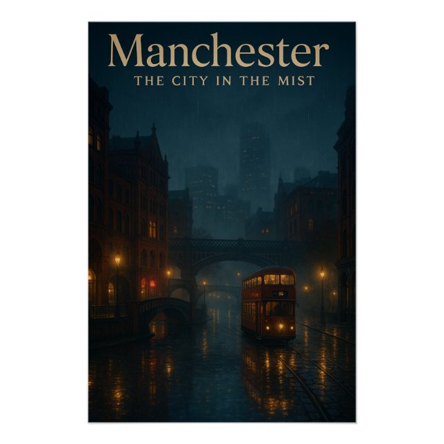 Pôster Manchester – A Cidade na Névoa cena noturna (Frente)