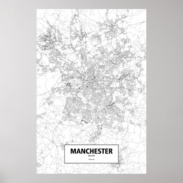 Pôster Manchester, Inglaterra (preto no branco) (Frente)