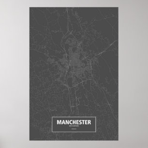 Poster Manchester, New Hampshire (branco no preto)