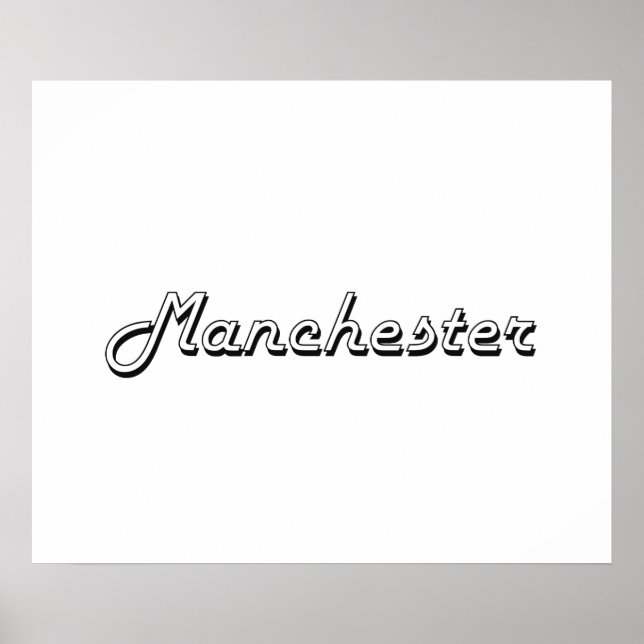 Pôster Manchester New Hampshire Classic Retro Design (Frente)