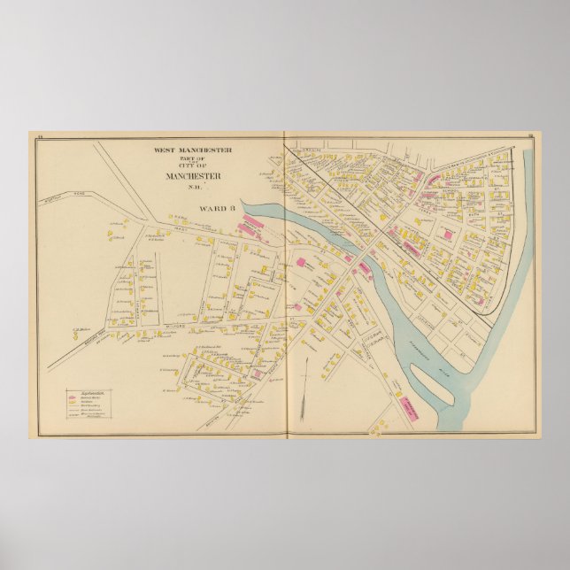 Pôster Manchester, NH, W Manchester, Ward 8 (Frente)