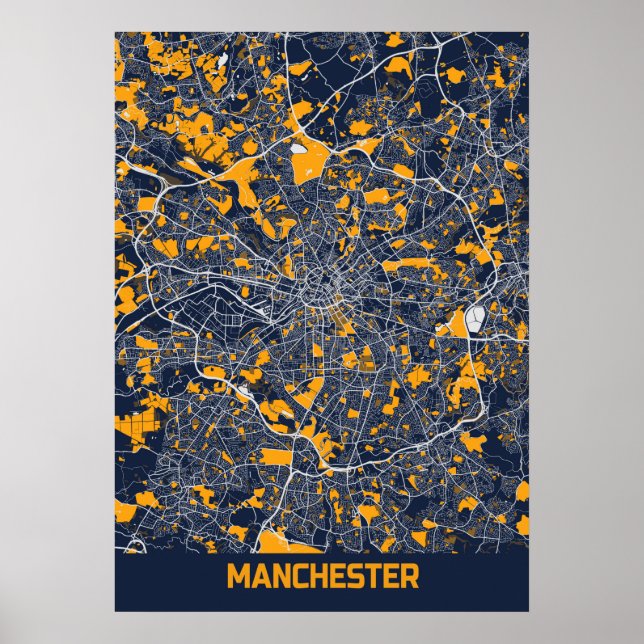 Poster Manchester - Reino Unido Bluefresh City Map (Frente)