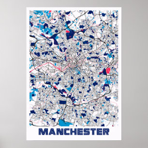 Poster Manchester - Reino Unido MilkTea City Map