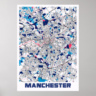 Poster Manchester - Reino Unido MilkTea City Map
