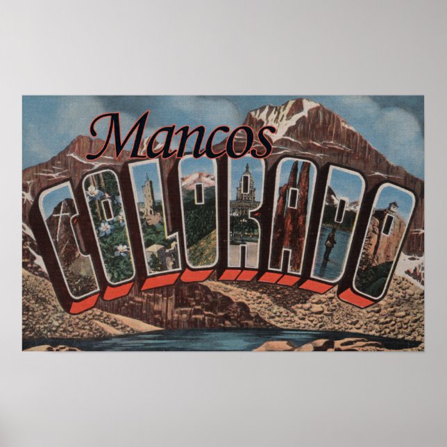 Pôster Mancos, Colorado - Cenas com Letra Grande (Frente)