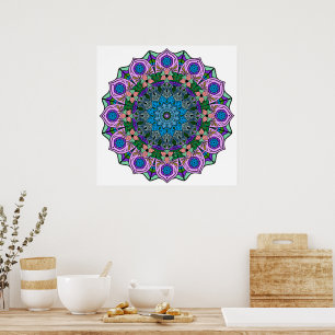 Poster Mandala 12-2 TealRose - Cartaz
