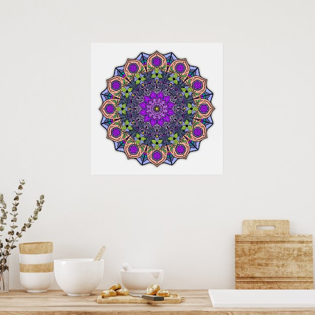 Poster Mandala 12-2 VioletPeach - Cartaz (Cozinha)