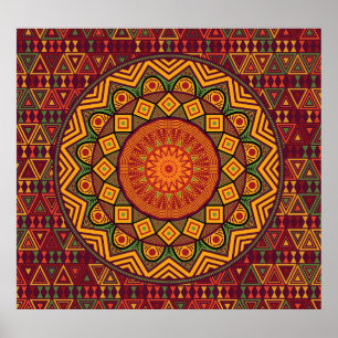 Poster Mandala africana, designs circulares polinésias.