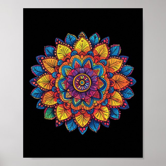 Poster Mandala Arco-íris Geometria Espiritual  (Frente)