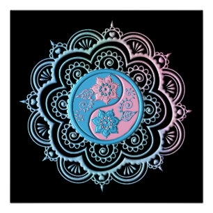 Pôster Mandala Azul e Rosa