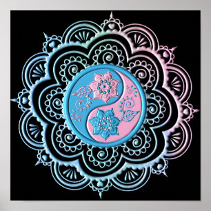 Poster Mandala Azul e Rosa