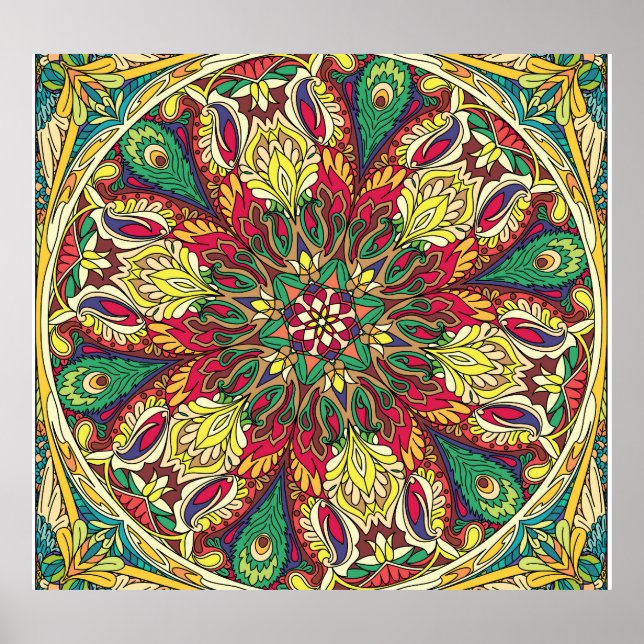 Poster Mandala Bandana: Vintage Seamless Design. (Frente)