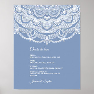 Poster Mandala branca azul empoeirada elegante