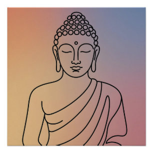 Pôster Mandala Buda: Arte de Linha Serena Espírito Zen