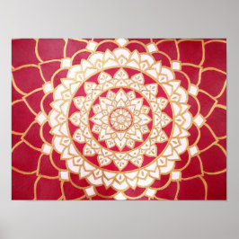 Poster Mandala Burgundy Dourada Platinum Branco Luminoso