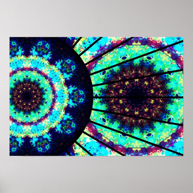 Poster Mandala Celular Fluorescente Detalhada (Frente)
