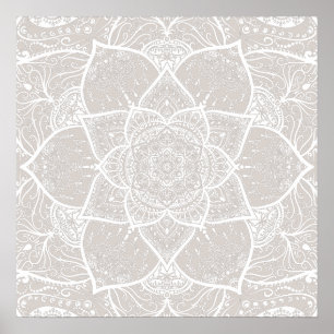 Poster Mandala cinza e Branco - Loergann no Lynx