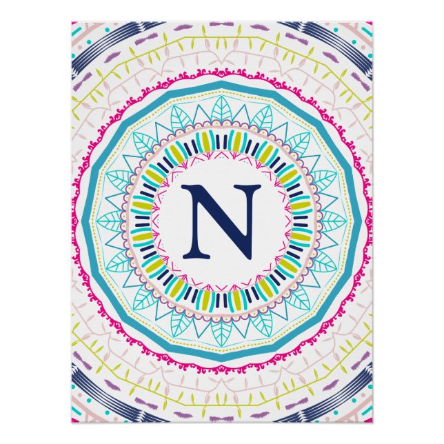 Pôster mandala colorida (Frente)