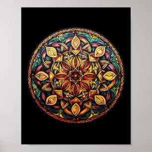 Poster Mandala Colorida Meditação de Geometria Sagrada