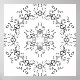 Poster Mandala com Trabalho de Enrolamento Elegante e Flo