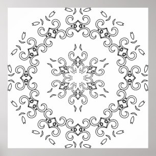 Poster Mandala com Trabalho de Enrolamento Elegante e Flo