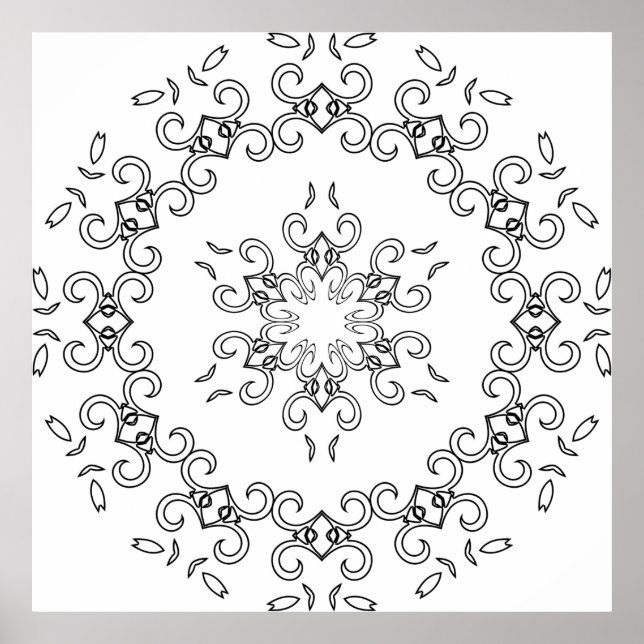 Poster Mandala com Trabalho de Enrolamento Elegante e Flo (Frente)