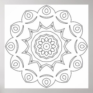 Poster Mandala da Estrela Ornamental com Moldura de Motiv