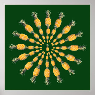 Poster mandala da fruta do abacaxi