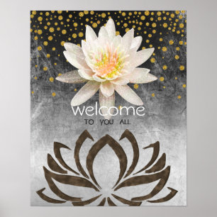 Poster Mandala Damask Lotus Bem-Vindo Meditação Yoga