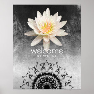 Pôster Mandala Damask Lotus Bem-Vindo Meditação Yoga