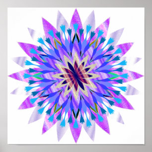 Pôster Mandala Damask Lotus Flower Art Elegant