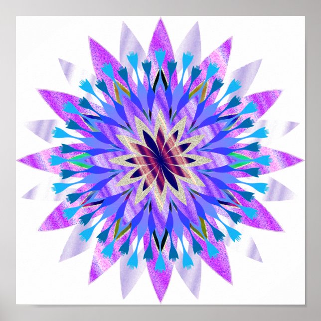 Pôster Mandala Damask Lotus Flower Art Elegant (Frente)