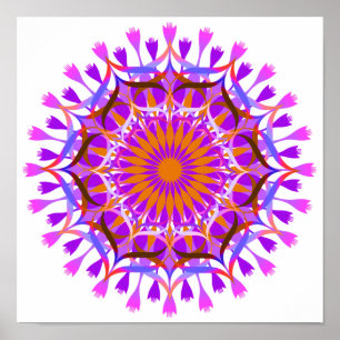 Poster Mandala Damask Lotus Flower Art Elegant