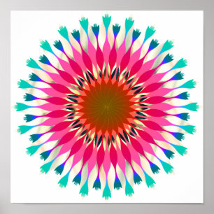 Poster Mandala Damask Lotus Flower Art Elegante