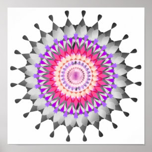 Poster Mandala Damask Lotus Flower Art Elegante
